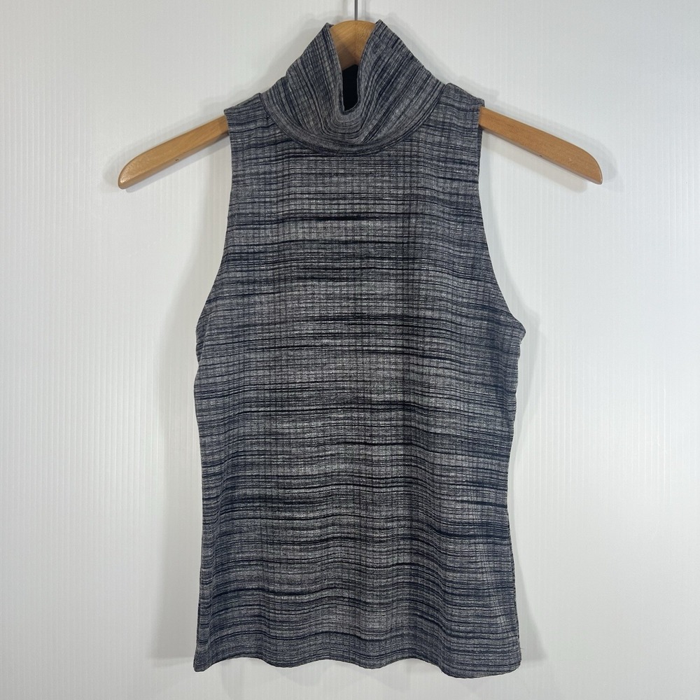 Reformation Joan Tank Top Sz XS Charcoal Gray High Neck Sophisticated Space Dye